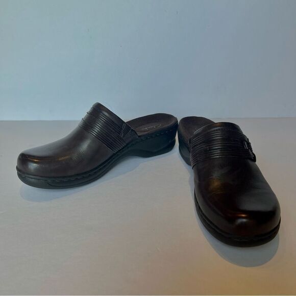 Clarks Bendables Women's Leather Mule Clogs Brown Size 7 1/2M - Picture 1 of 8